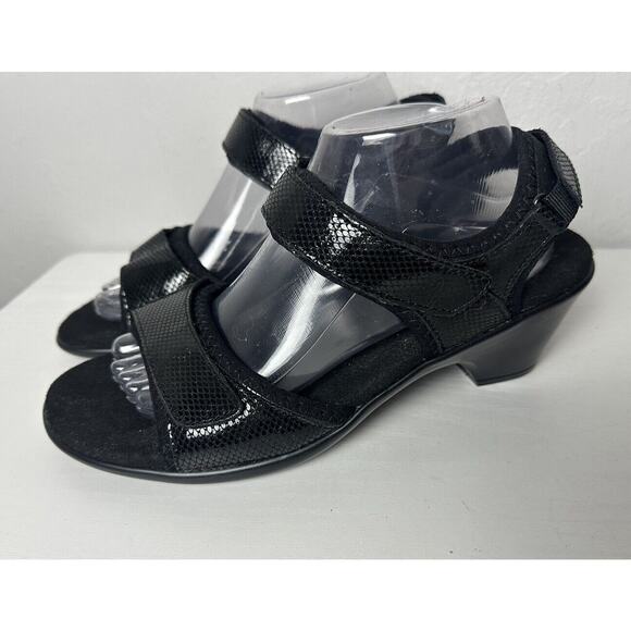 BioHeels OrthoCushion Womens Sandals Size 10 WIDE Black Snake Print Strappy - Picture 1 of 6